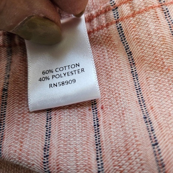 Rowm Short sleeve Buttoned down Mens Shirt XLarge Red Heathered w Blue Stripe LN - Picture 6 of 8